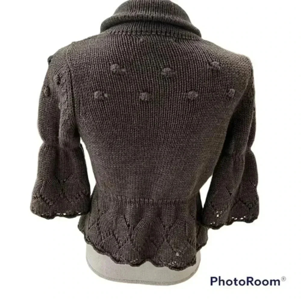 HEKLA & Co Made in Italy Womens Gray Wool Blend Cardigan wrap Sweater Si… - Picture 9 of 13